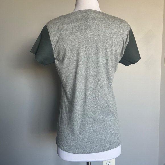 Michael Stars Gray Cow Leather Sleeve lightweight Gray Casual Tee T-shirt Top - Picture 5 of 11